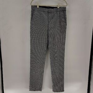 Banana Republic RYAN trouser Pants Navy & Ivory Print Size 8 Long Stretch